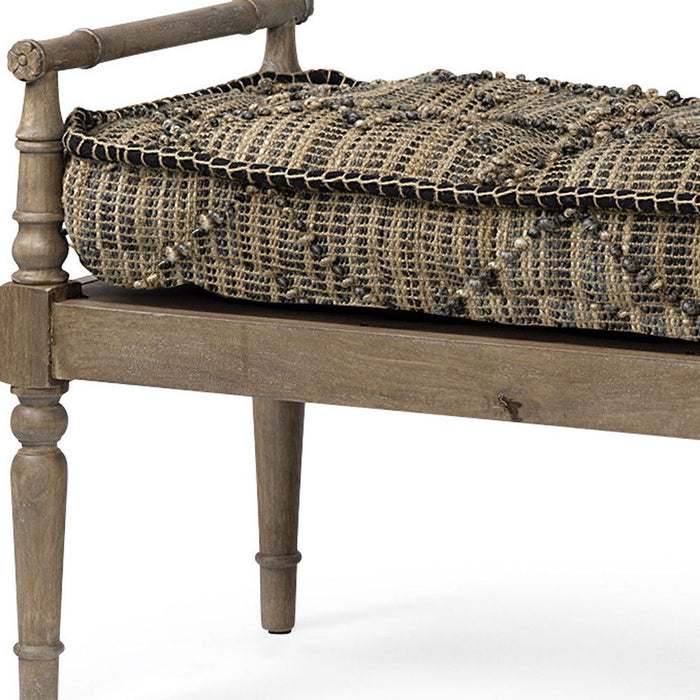 Cotton Upholstered Blend Bench - Brown / Beige