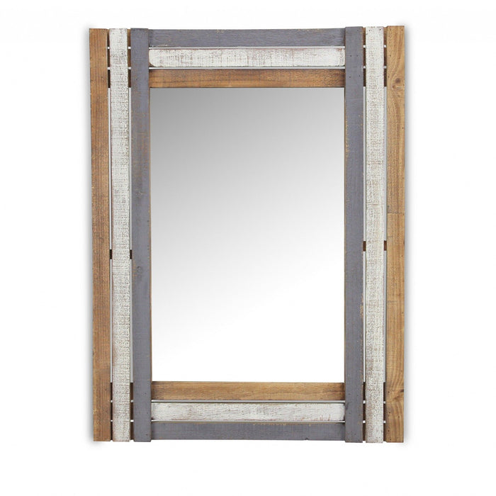 Wood Framed Accent Mirror - Gray Natural / White