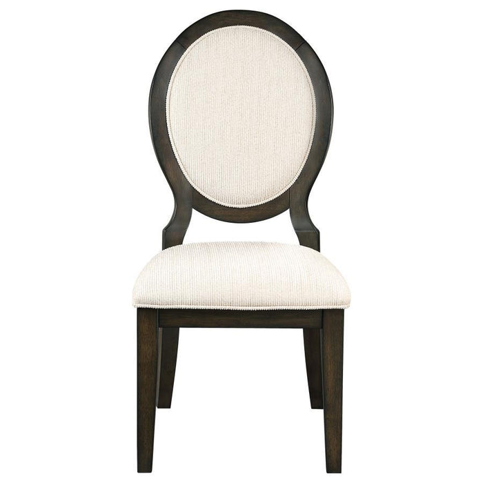 Twyla - Upholstered Oval Back Dining Side Chairs (Set of 2) - Cream And Dark Cocoa - Simple Home Plus