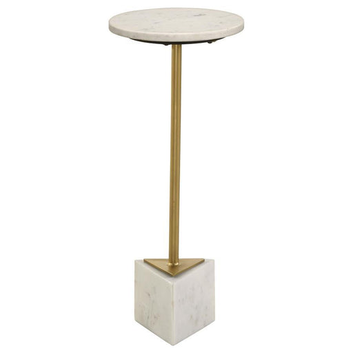 Fulcher - Round Metal Side Table - White And Gold - Simple Home Plus