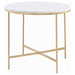 Ellison - Round X-Cross End Table - White And Gold - Simple Home Plus