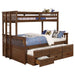 Atkin - Twin Extra Long Over Queen 3-Drawer Bunk Bed - Weathered Walnut - Simple Home Plus