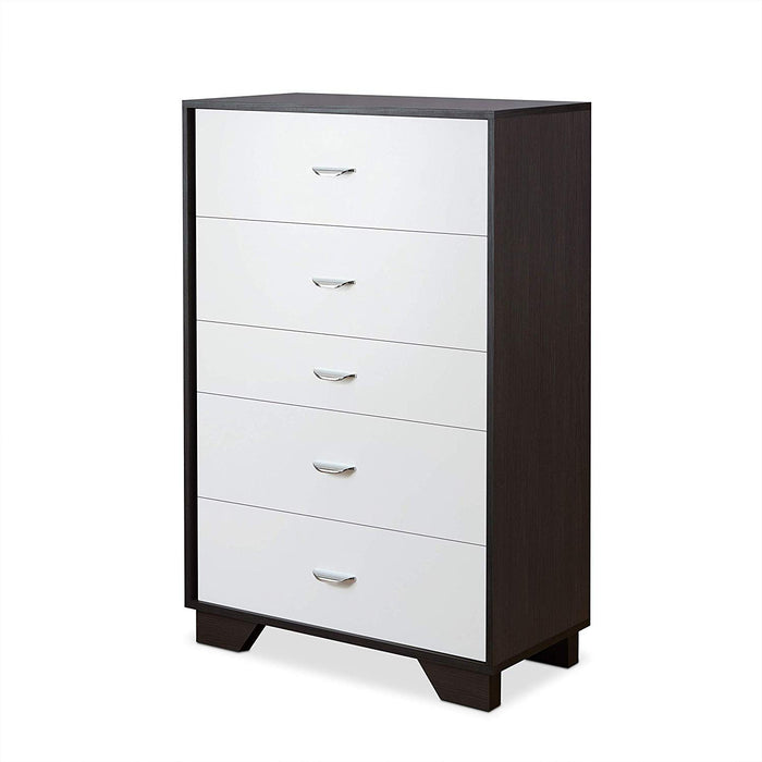 Five Drawer Standard Chest - Brown / White