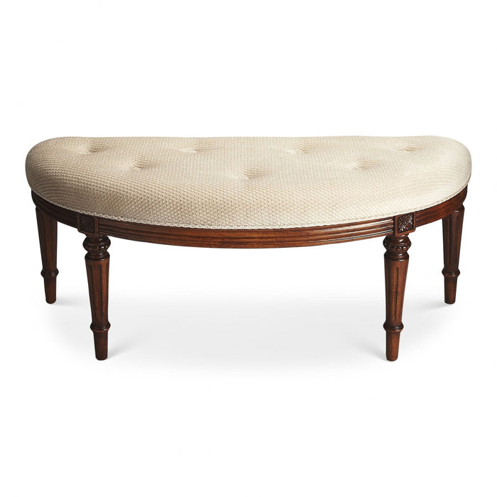 Classic Crescent Shaped Bench - Ivory / Golden Brown