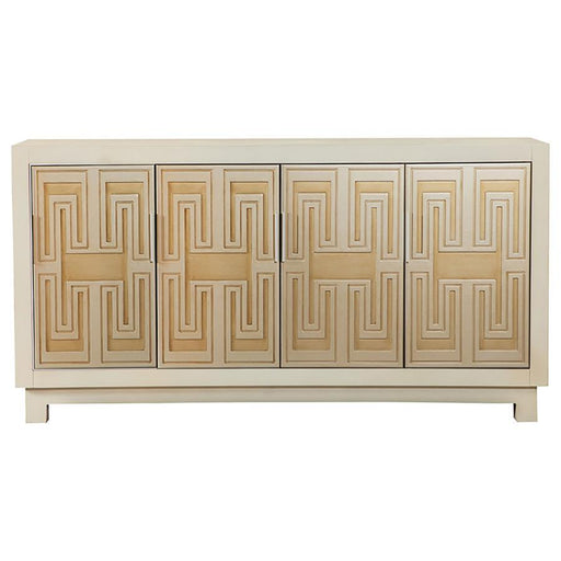 Voula - Rectangular 4-Door Accent Cabinet - White And Gold - Simple Home Plus