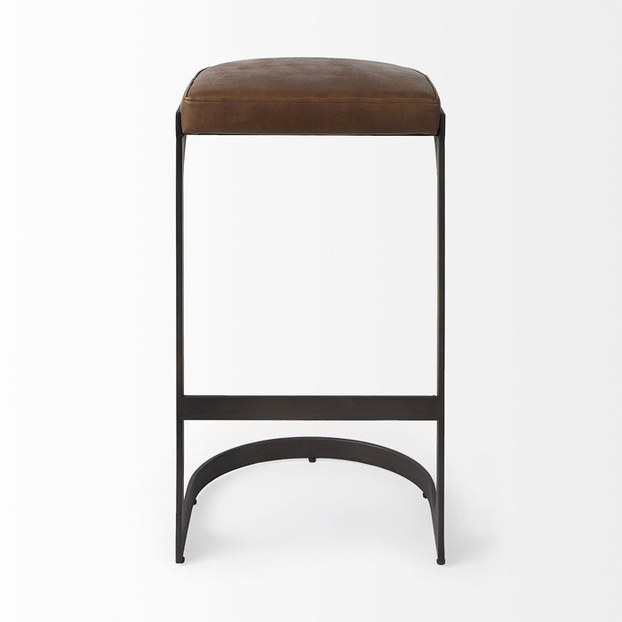 Medium Iron Backless Bar Chair - Brown