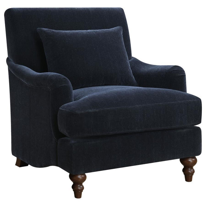 Frodo - Upholstered Accent Chair With Turned Legs - Midnight Blue - Simple Home Plus