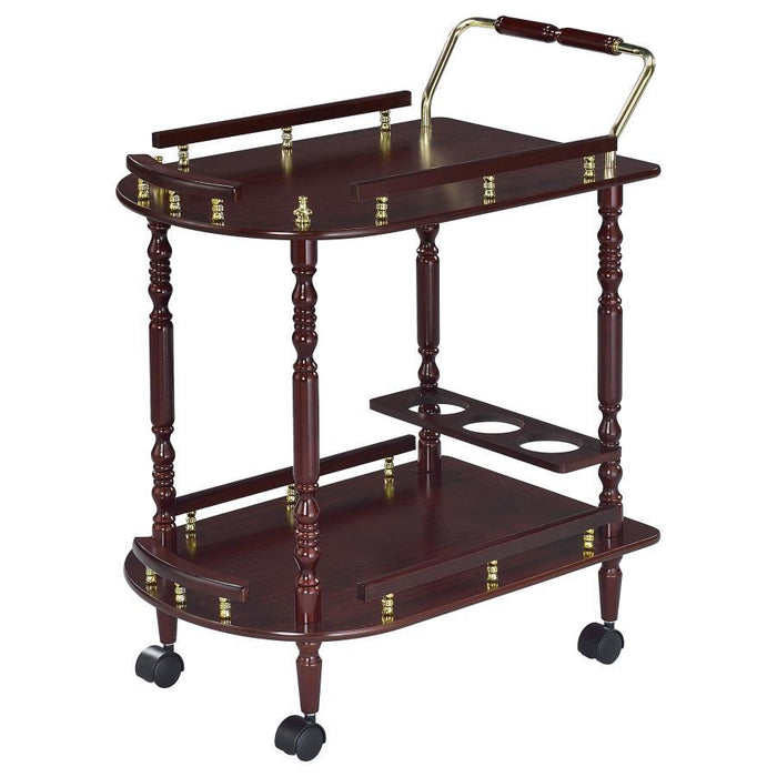 Palmer - 2-Tier Serving Cart - Merlot And Brass - Simple Home Plus