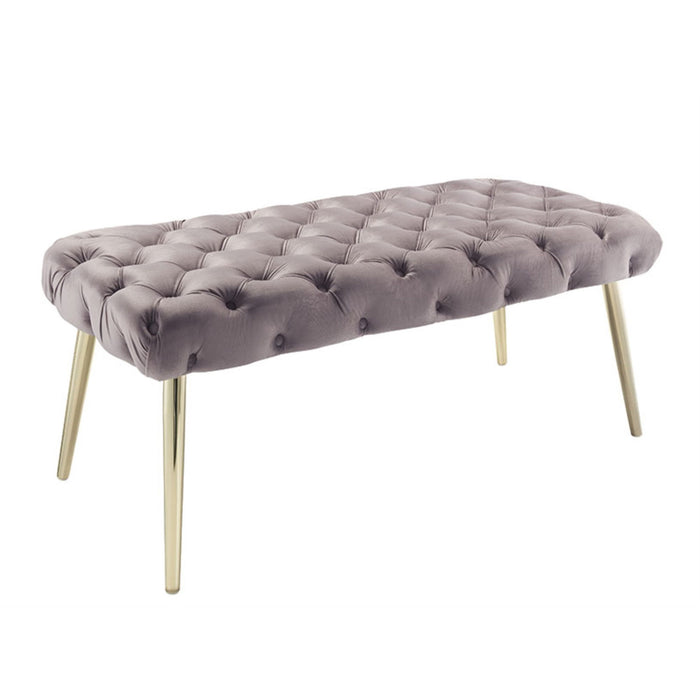 Upholstered Velvet Bench - Gold / Lilac