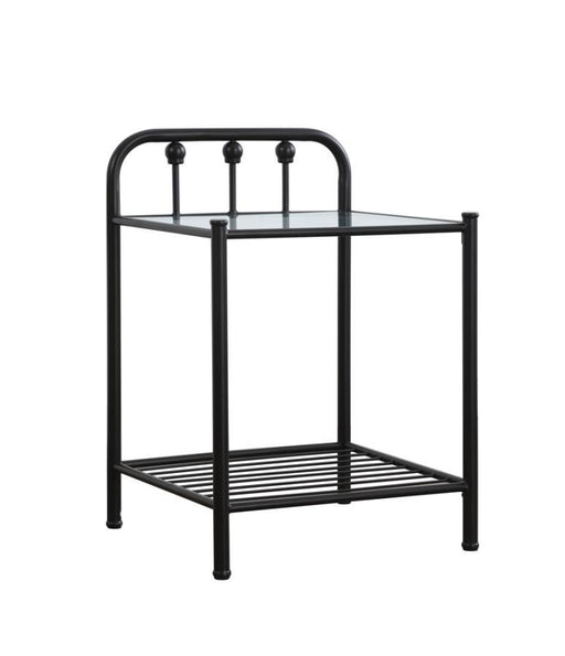 Livingston - 1-Shelf Nightstand With Glass Top - Dark Bronze - Simple Home Plus