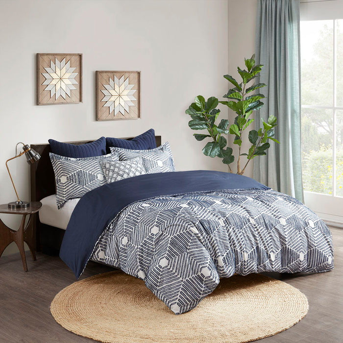 Ellipse - King Duvet Cover Set - Navy