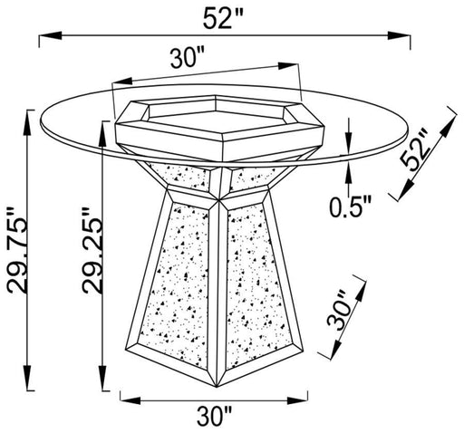 Quinn - Hexagon Pedestal Glass Top Dining Table - Mirror - Simple Home Plus