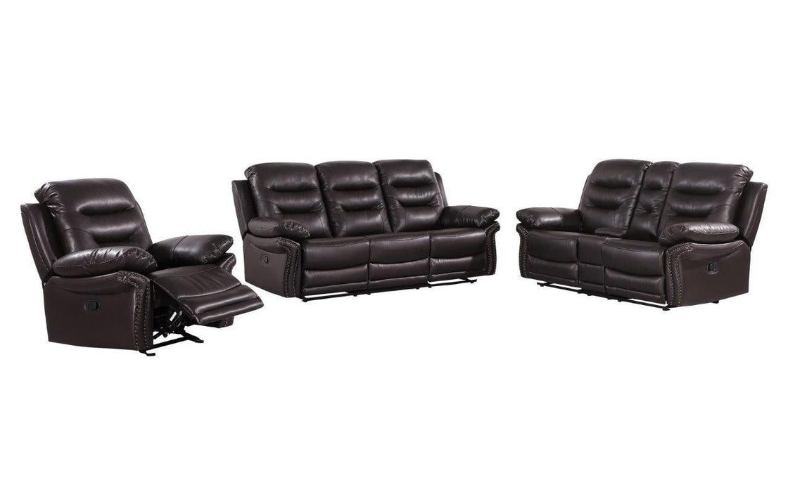 Three Piece Indoor Faux Leather Six Person Seating Set - Brown