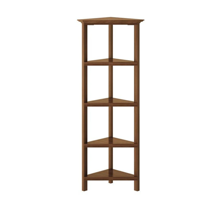 Solid Wood Four Tier Corner Bookcase - Walnut