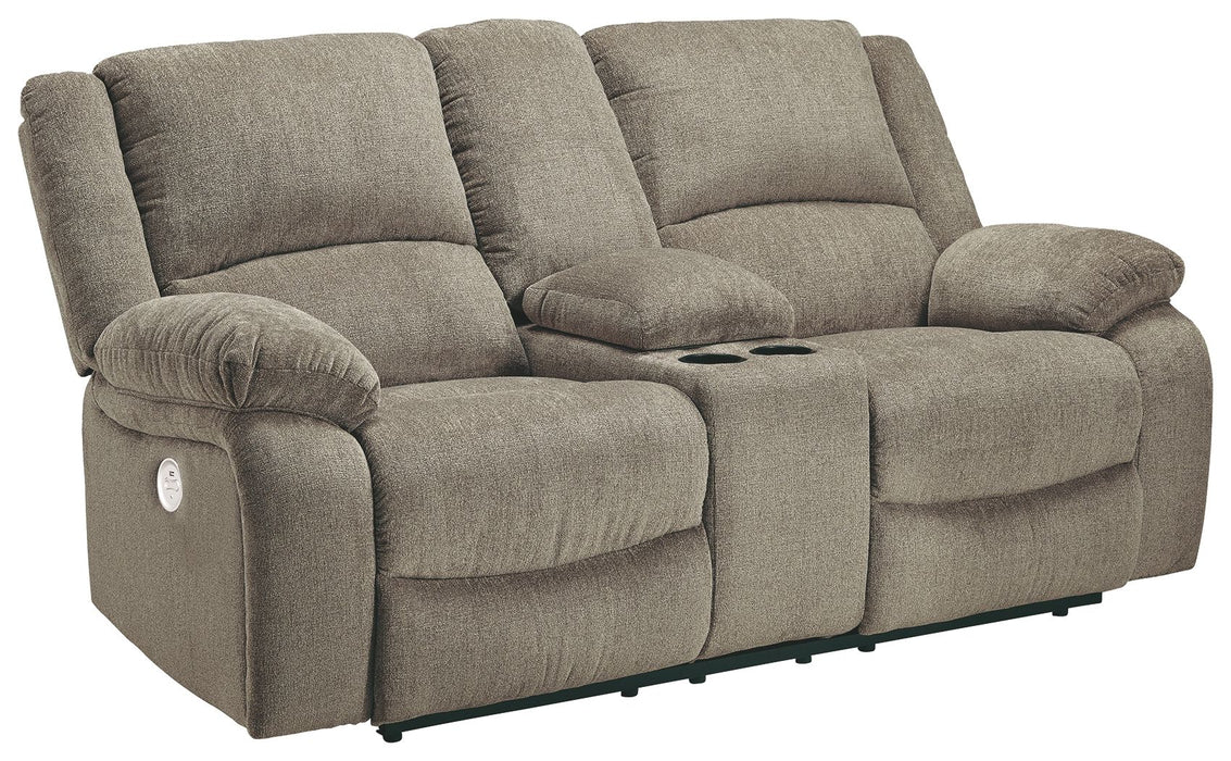 Draycoll - Pewter - Dbl Rec Pwr Loveseat W/Console - Simple Home Plus