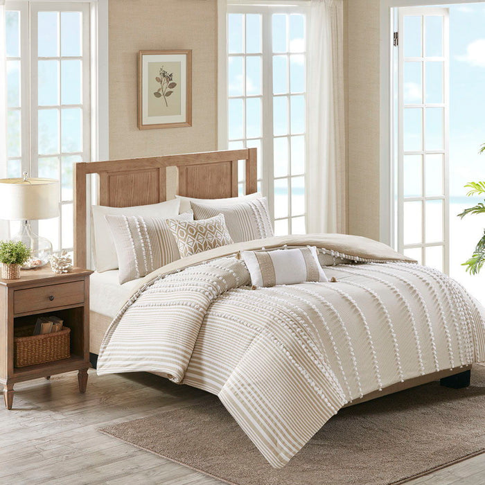 Anslee - King 3 Piece Yarn Dyed Duvet Cover Set - Taupe