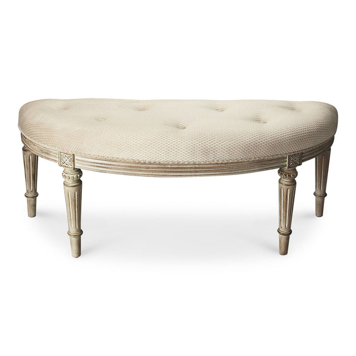 Classic Wash Crescent Shaped Bench - Ivory / Golden White