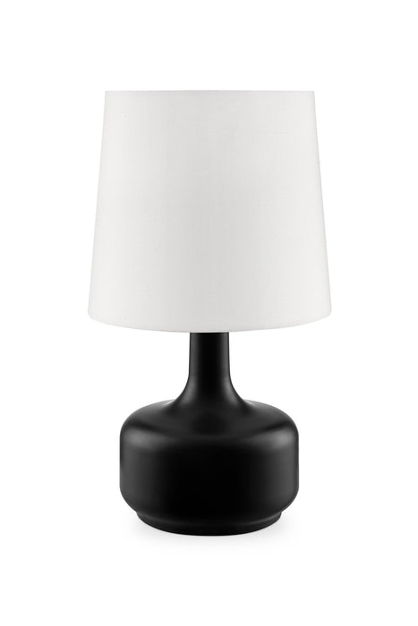 Metal Bedside Table Lamp With White Shade - Black