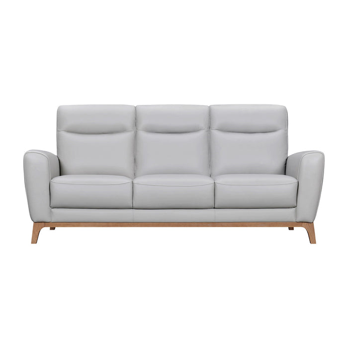 Sofa Leather With Brown Legs - Gray