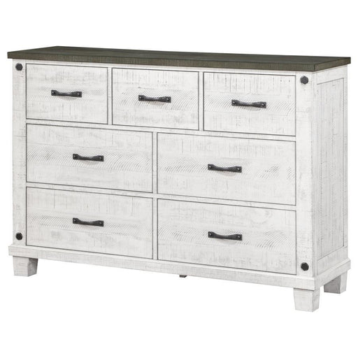 Lilith - 7-Drawer Dresser Distressed - Distressed Gray And White - Simple Home Plus