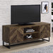 Myles - 2-Door TV Console With Adjustable Shelves - Rustic Oak Herringbone - Simple Home Plus