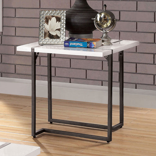 Izar - End Table - White / Gun Metal - Simple Home Plus