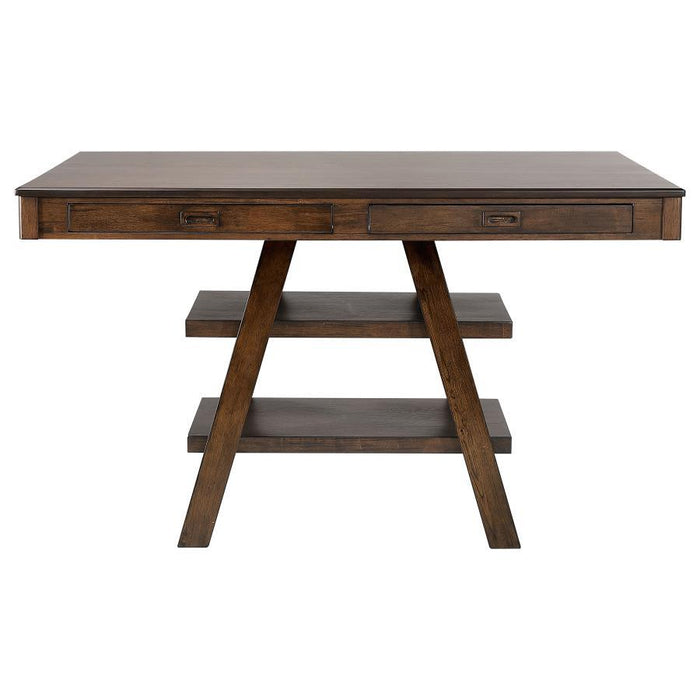 Dewey - 2-Drawer Counter Height Table With Open Shelves - Walnut - Simple Home Plus