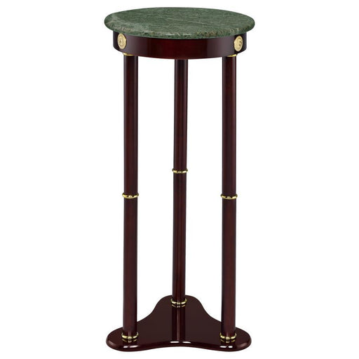 Edie - Round Marble Top Accent Table - Merlot - Simple Home Plus