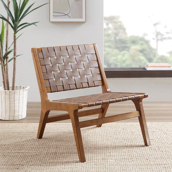 Oslo - Faux Leather Woven Accent Chair - Brown