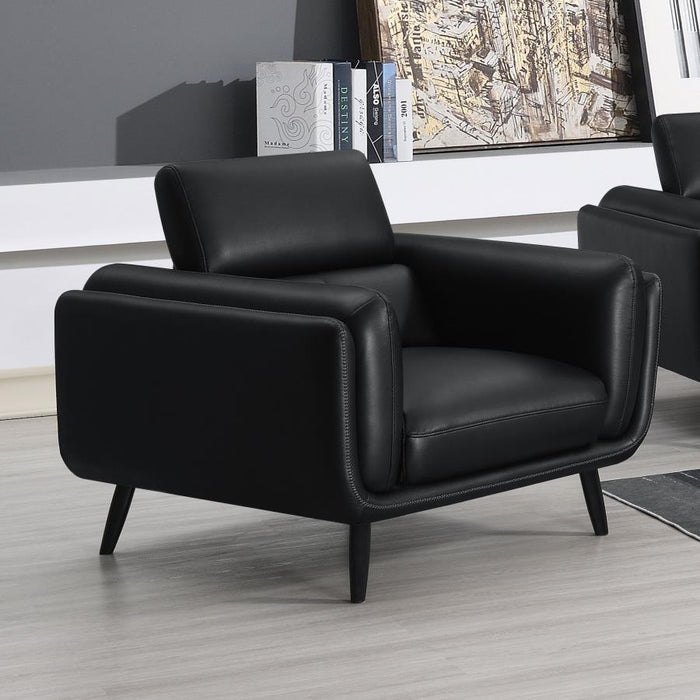 Shania - Track Arms Chair With Tapered Legs - Black - Simple Home Plus