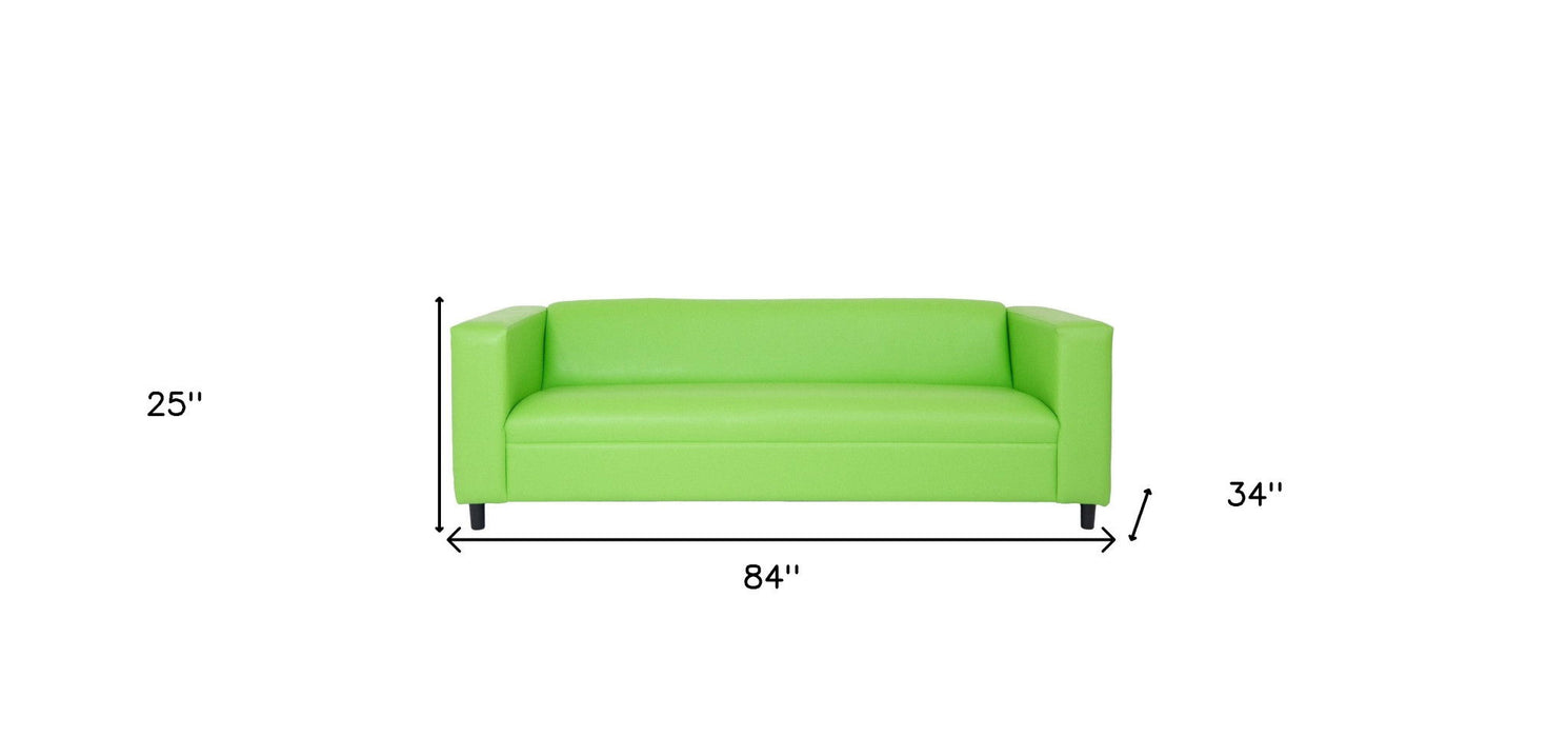 Faux Leather Sofa With Black Legs - Green