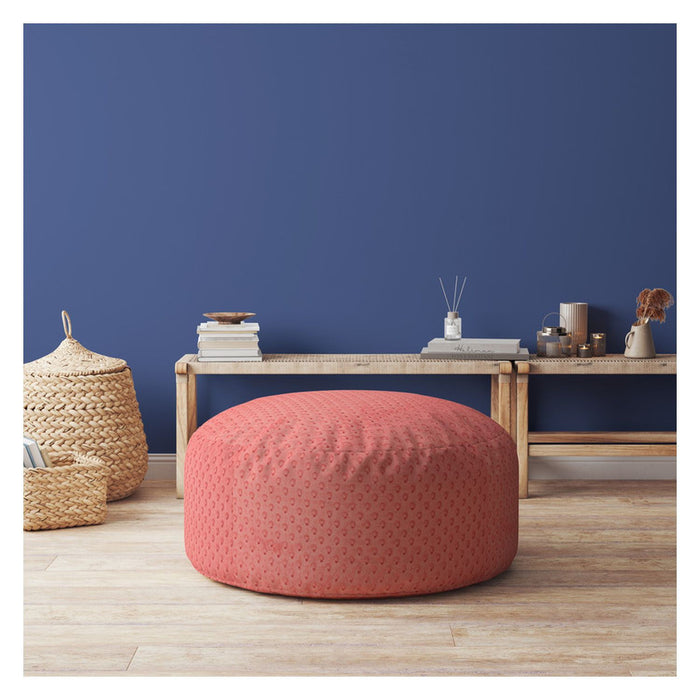 Polyester Round Pouf Cover - Coral