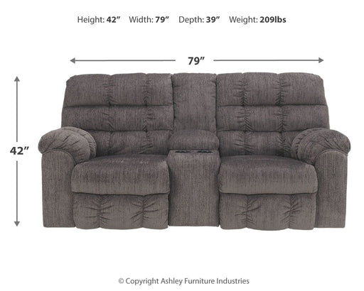 Acieona - Slate - Dbl Rec Loveseat W/Console - Simple Home Plus