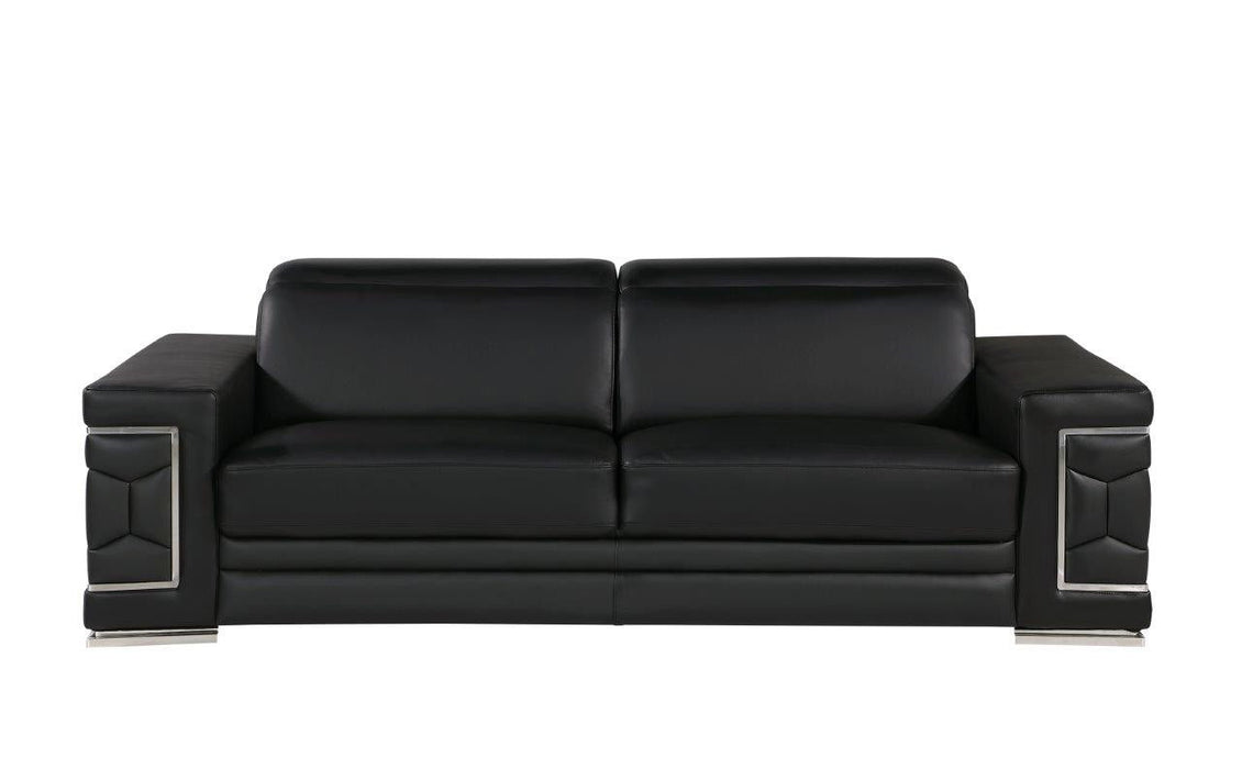 Silver Legs Sofa Leather - Black