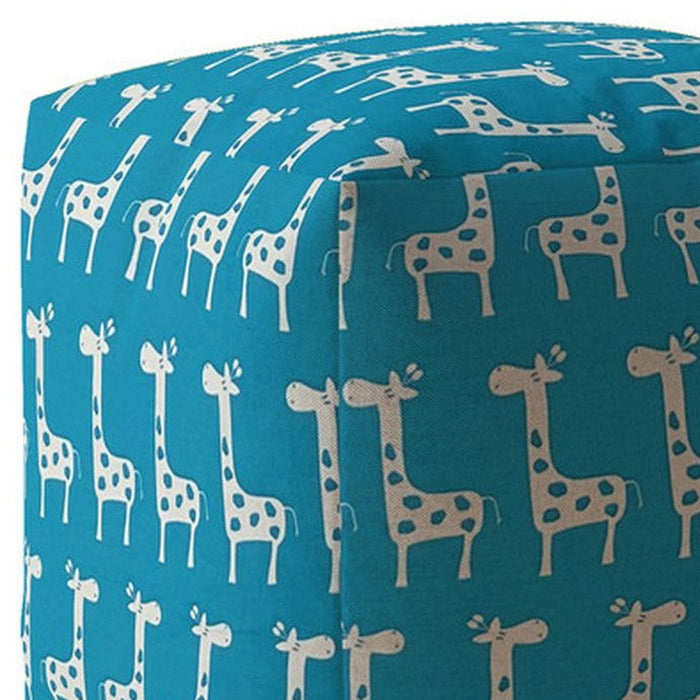 Cotton Giraffe Pouf Ottoman - Blue / White