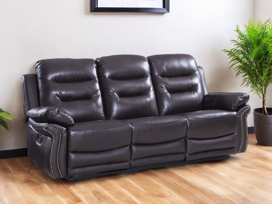 With Black Legs Faux Leather Sofa - Brown