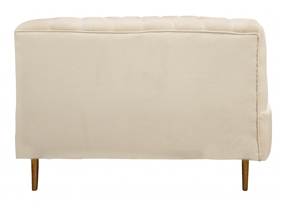 Velvet Sofa And Toss Pillows With Gold Legs - Ivory