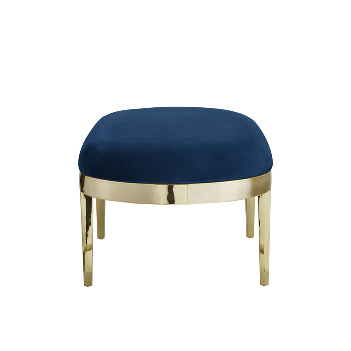 Velvet Bench Upholstered - Navy Blue / Gold