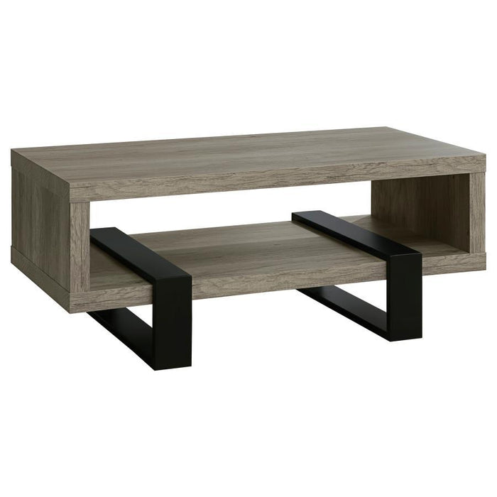 Dinard - Coffee Table With Shelf - Gray Driftwood - Simple Home Plus