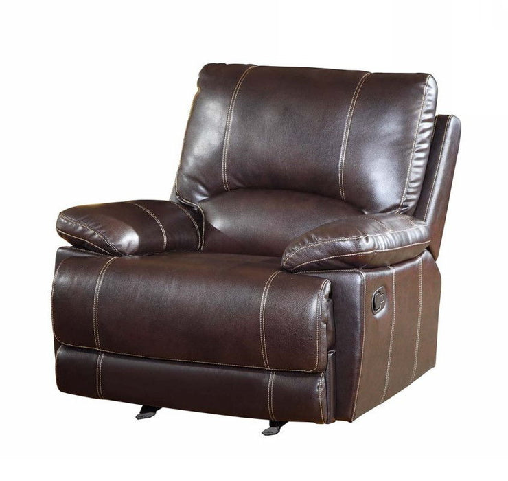 Leather Match Recliner - Brown