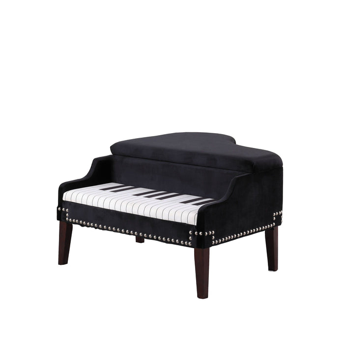 Velour Baby Grand Piano Storage Bench - Black