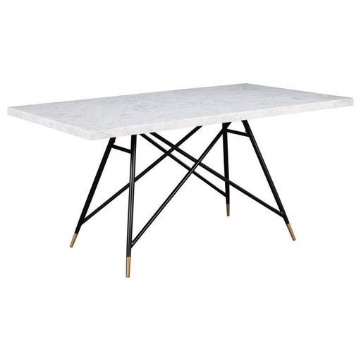 Gabrielle - Rectangular Marble Top Dining Table - White And Black - Simple Home Plus