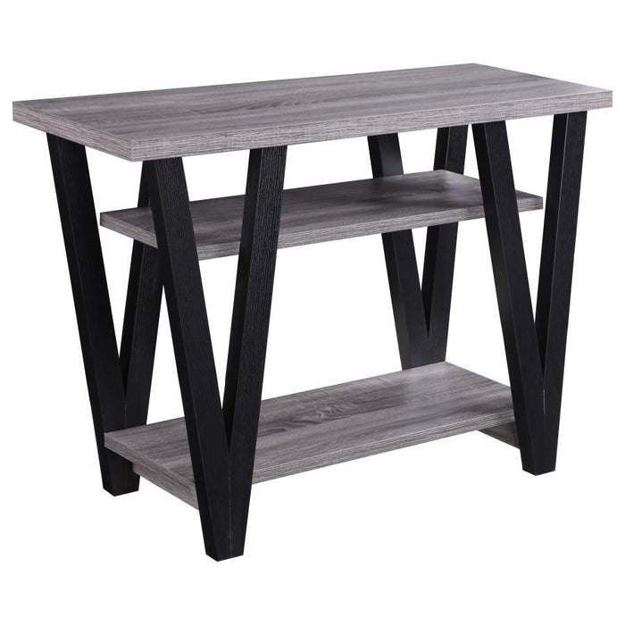 Stevens - V-Shaped Sofa Table - Black And Antique Gray - Simple Home Plus