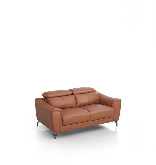 Urban Leather Adjustable Headrest Loveseat - Brown