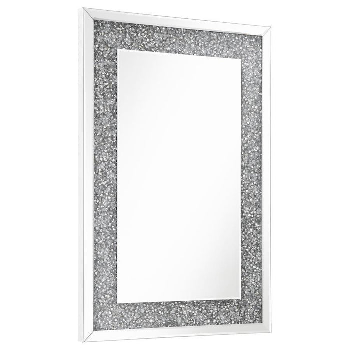 Valerie - Crystal Inlay Rectangle Wall Mirror - Silver - Simple Home Plus