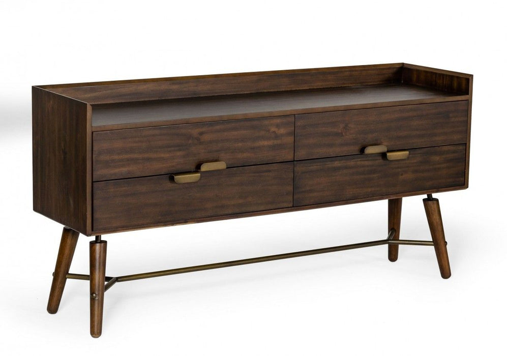 Solid Four Drawer Double Dresser - Brown