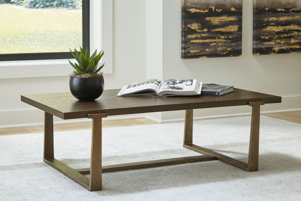 Balintmore - Brown / Gold Finish - Rectangular Cocktail Table