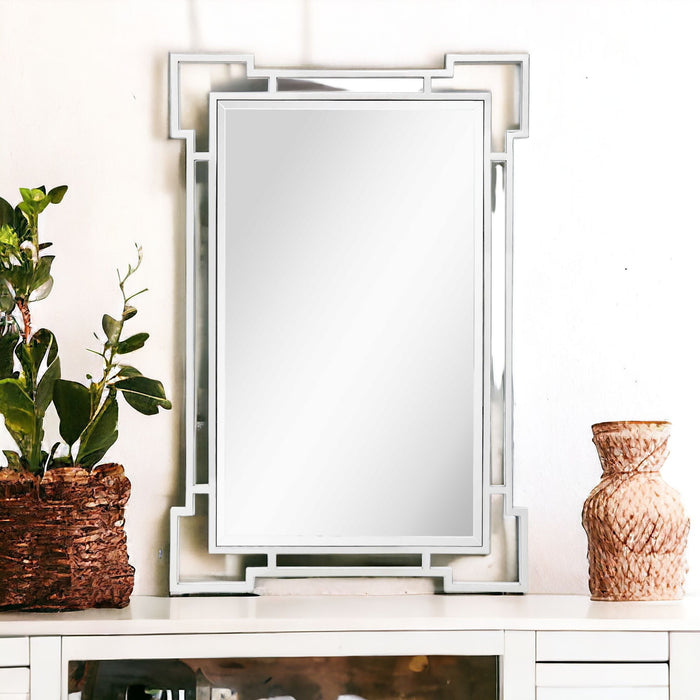 42" Accent Wood Mirror - Silver