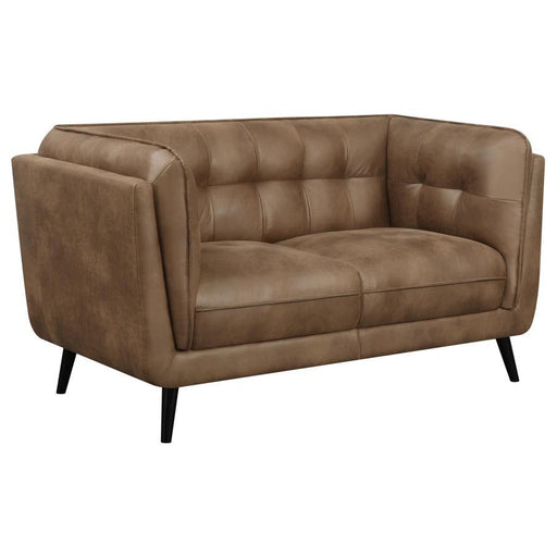 Thatcher - Upholstered Button Tufted Loveseat - Brown - Simple Home Plus