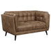 Thatcher - Upholstered Button Tufted Loveseat - Brown - Simple Home Plus